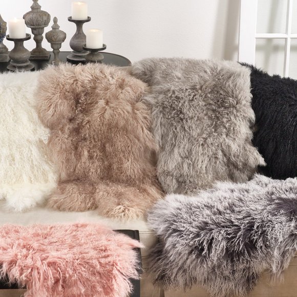 Luxurious Genuine Real Shaggy Soft Fluffy Mongolian Lamb Throw Rug 20" x 35" - Picture 1 of 10